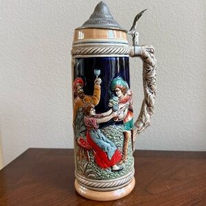 Vintage KMP ceramic Beer Stein with pewter Lid